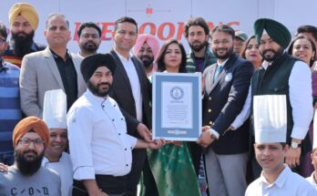 Receiving the certificate of Guinness Book of World Records Deputy Commissioner Mr. Ghansham Thori is accompanied by Director Tourism Department Mrs. Neeru Katyal Gupta and Supervising Engineer of the Department Bhupinder Singh Chana.
