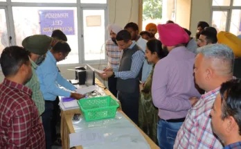 District Election Officer-cum-Deputy Commissioner Mr. Ghansham Thori inspecting the counting centers, dispatch centers and strong rooms to be constructed at different places.