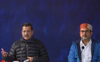 Former Delhi CM and AAP national convener Arvind Kejriwal with party leader Awadh Ojha addresses a press conference at the party office, in New Delhi, Monday, Jan. 13, 2025.