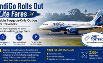 IndiGo introduced its Lite fare offering lower-priced tickets for passengers travelling with only cabin baggage | AI Generated