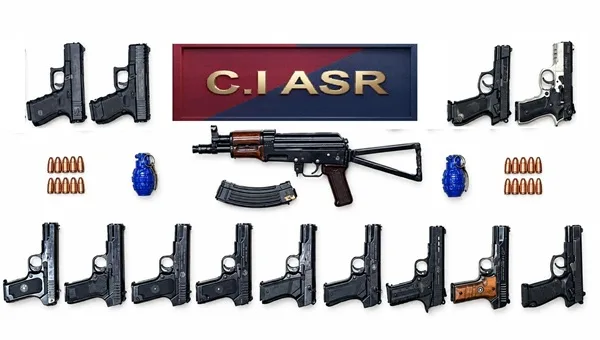 Assault rifle, 2 hand grenades and 13 pistols recovered in Amritsar; Five people including father and son arrested