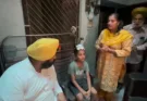 Cabinet Minister Harjot Singh Bains arrives to inquire about the condition of the victims injured in the dog attack