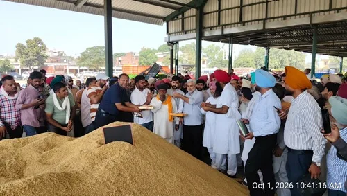 Food, Civil Supplies and Consumer Affairs Minister Lal Chand Kataruchak started government procurement of paddy from Batala Grain Market