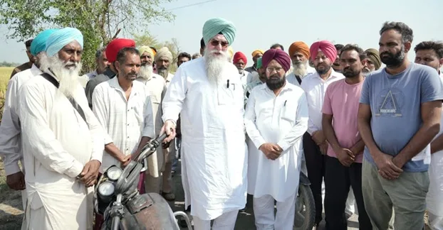 Speaker S. Kultar Singh Sandhwan took stock of the paddy crop damaged due to rain and hailstorm